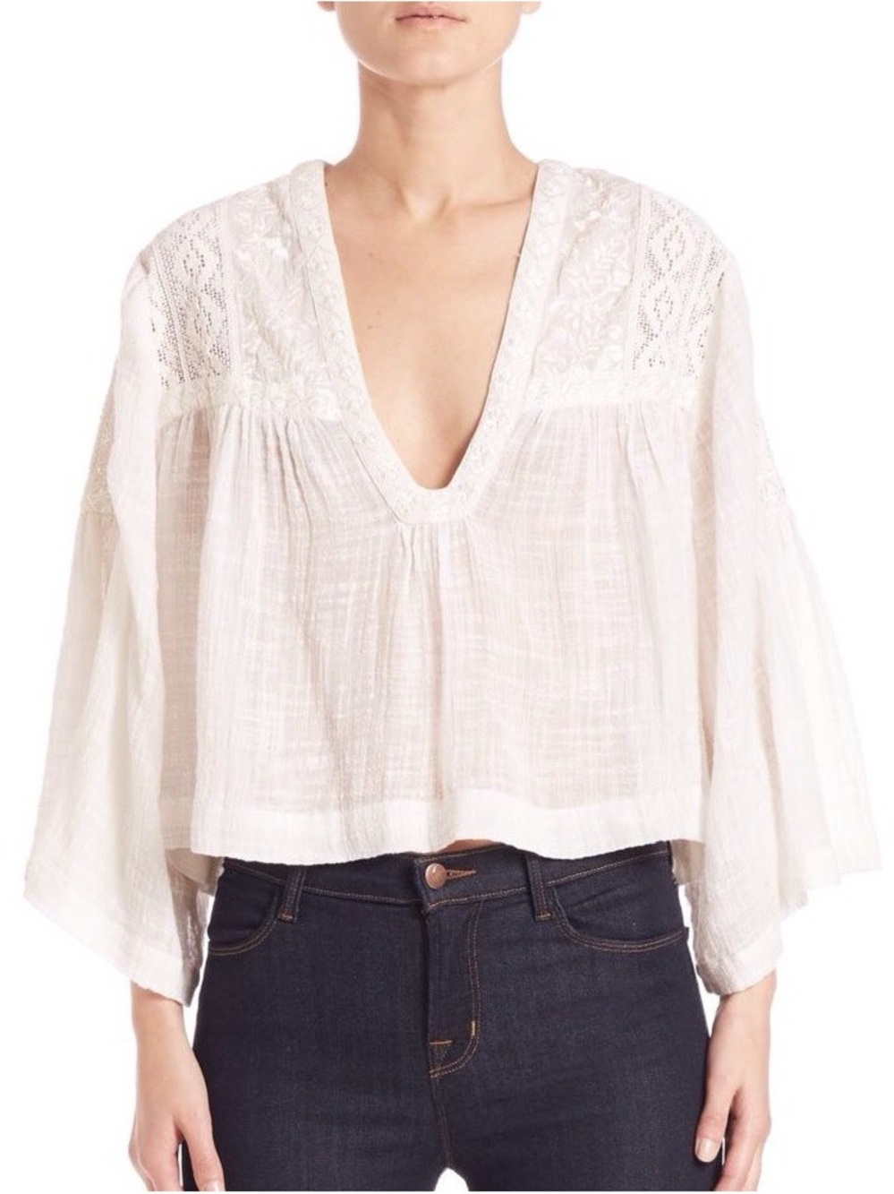 Free People Carry Me Away Crop Top in White
